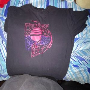 Black, purple, and pink quackity T shirt